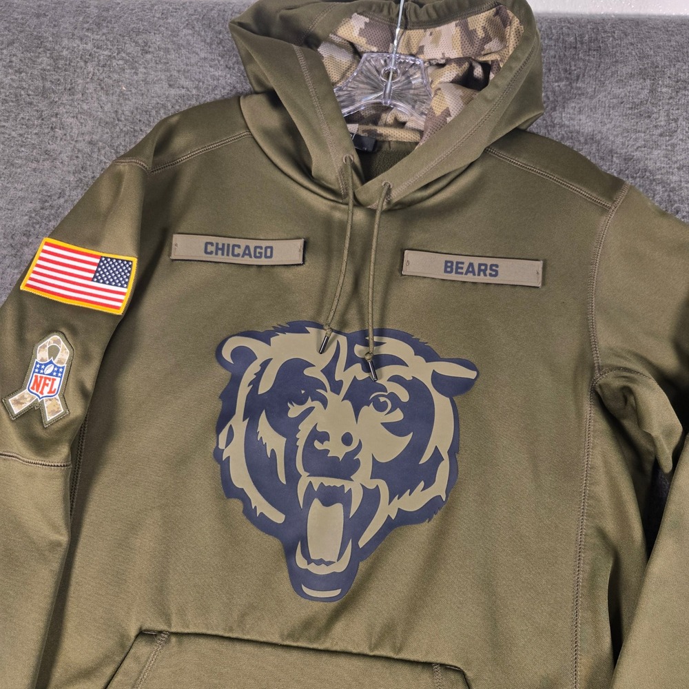 Nike Chicago Bears Hoodie Mens Small Olive Green Salute to Service 944231-395